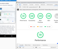 Google Lighthouse Metrics for Galaxie Blog Version 1.35